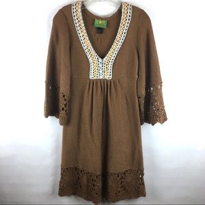 Tracy Porter Embroidered Boho Sweater Dress 8/10